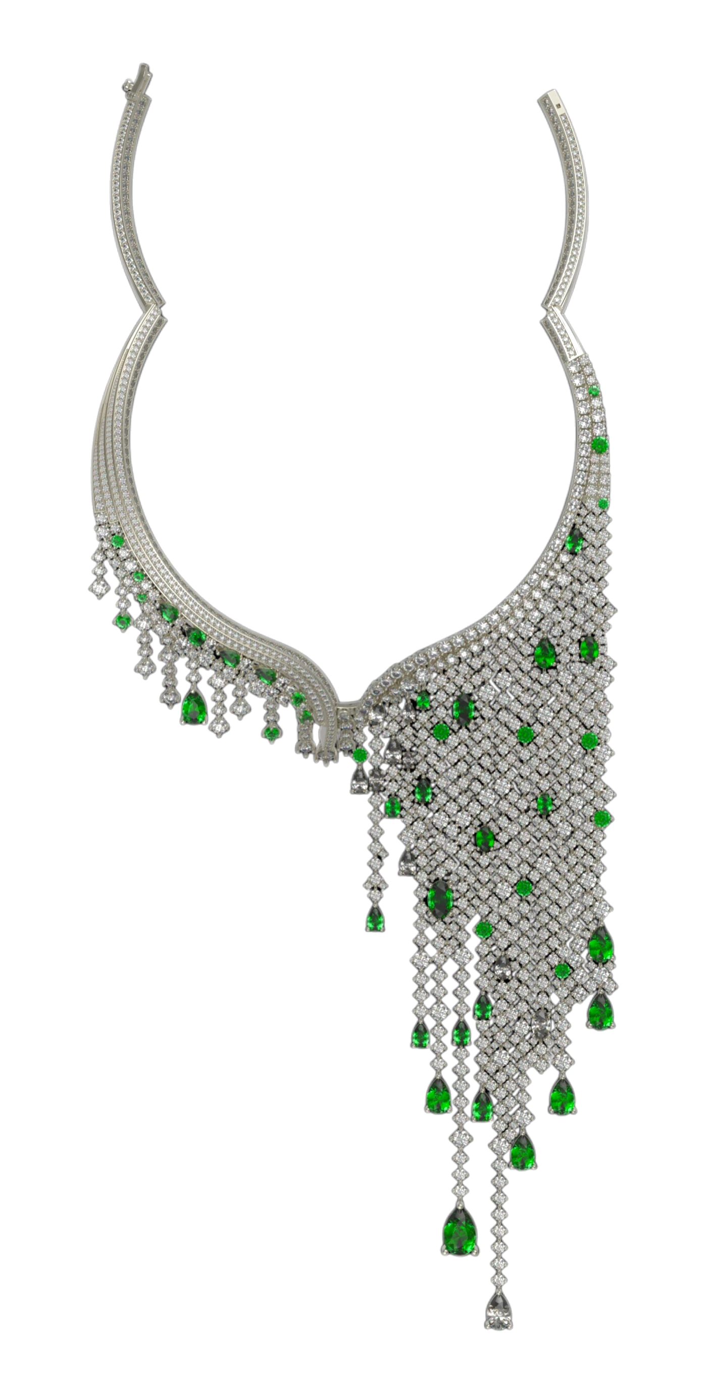 Necklace — open vertical cascade view