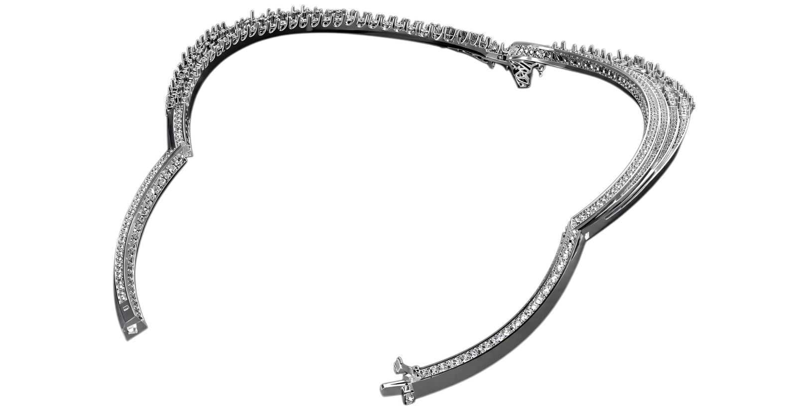 Necklace — open / rear closure construction